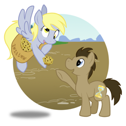 Size: 700x700 | Tagged: safe, artist:perfectpinkwater, derpy hooves, doctor whooves, pegasus, pony, female, mare, muffin