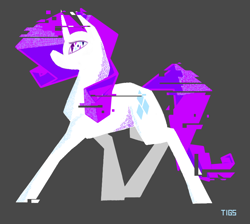 Size: 900x808 | Tagged: safe, artist:tigs, rarity, pony, unicorn, female, glitch, mare, purple mane, solo, white coat