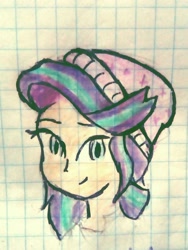 Size: 1280x1699 | Tagged: safe, artist:daniel-phoenixd, starlight glimmer, equestria girls, beanie, graph paper, hat, human coloration, lined paper, smiling, solo, traditional art