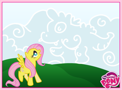 Size: 719x532 | Tagged: safe, fluttershy, pegasus, pony, cloud, cloudy, my little pony logo, official, solo