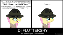 Size: 1057x591 | Tagged: safe, artist:ethanchang, fluttershy, pegasus, pony, 1st awesome platoon, drill sergeant, solo