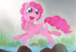 Size: 1220x833 | Tagged: safe, artist:mugg1991, pinkie pie, earth pony, pony, female, mare, pink coat, pink mane, simple background, solo