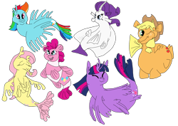 Size: 2400x1700 | Tagged: safe, artist:solgaleolesbian, derpibooru import, applejack, fluttershy, pinkie pie, rainbow dash, rarity, twilight sparkle, seapony (g4), my little pony: the movie, mane six, seaponified, seapony applejack, seapony fluttershy, seapony pinkie pie, seapony rainbow dash, seapony rarity, seapony twilight, species swap