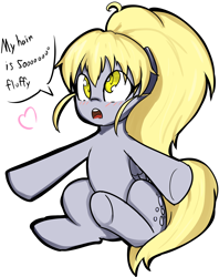 Size: 5930x7480 | Tagged: safe, artist:acharmingpony, derpy hooves, pegasus, pony, absurd resolution, alternate hairstyle, anime, blushing, dressup, female, fluffy, mare, ponytail, popura taneshima, solo, working!!