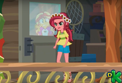 Size: 922x630 | Tagged: safe, screencap, gloriosa daisy, sunset shimmer, equestria girls, legend of everfree, discovery kids, magical geodes, ouch