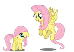 Size: 2936x2071 | Tagged: safe, artist:foxxarius, fluttershy, pegasus, pony, cute, filly, self ponidox, shyabetes, simple background, time paradox, transparent background, vector