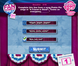 Size: 952x810 | Tagged: safe, pinkie pie, a friend in deed, fan favorite poll, smile song, text, text only