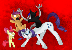 Size: 800x560 | Tagged: safe, artist:calamityjane, apple bloom, rarity, scootaloo, angry, crossover, homestuck, sollux captor