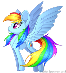 Size: 907x1010 | Tagged: safe, artist:scarlet-spectrum, derpibooru import, rainbow dash, pegasus, pony, backwards cutie mark, female, mare, multicolored hair, simple background, smiling, solo, transparent background