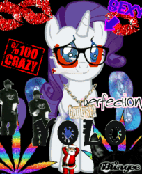 Size: 326x400 | Tagged: safe, rarity, pony, unicorn, animated, blingee, drugs, exploitable meme, gangsta, hipster, hipster glasses, marijuana, meme, santa claus, snoop dogg