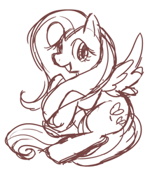 Size: 600x700 | Tagged: safe, artist:zira22_don, fluttershy, pegasus, pony, pixiv, sketch, solo