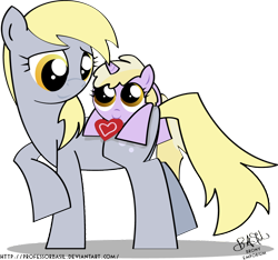 Size: 974x912 | Tagged: safe, artist:professorbasil, derpy hooves, dinky hooves, pegasus, pony, equestria's best daughter, female, hearts and hooves day, mare, valentine