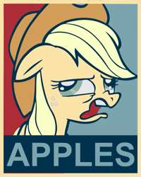 Size: 900x1126 | Tagged: safe, artist:fluffytuzki, applejack, earth pony, pony, hope poster, poster, propaganda, shepard fairey, solo