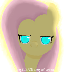 Size: 559x606 | Tagged: safe, artist:thecat101, fluttershy, pegasus, pony, and so it goes, billy joel, bust, female, looking at you, lyrics, mare, no mouth, portrait, solo, song reference