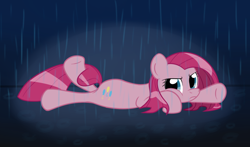 Size: 910x535 | Tagged: safe, artist:hip-indeed, pinkie pie, earth pony, pony, pinkamena diane pie, rain, solo