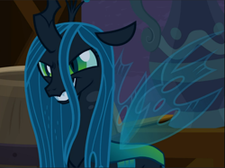 Size: 1257x940 | Tagged: safe, screencap, queen chrysalis, changeling, changeling queen, the summer sun setback, cropped, evil grin, grin, sinister, smiling, solo