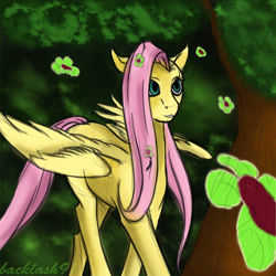 Size: 800x800 | Tagged: safe, artist:backlash91, fluttershy, pegasus, pony, female, mare, pink mane, solo, yellow coat