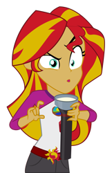 Size: 3517x5433 | Tagged: safe, artist:19crowbar19, sunset shimmer, equestria girls, legend of everfree, absurd resolution, clothes, flashlight (object), open mouth, shorts, simple background, solo, transparent background, vector