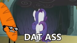 Size: 1920x1080 | Tagged: safe, edit, edited screencap, screencap, rarity, pony, unicorn, baguette, brawl of the objects, butt, caption, dat butt, female, mare, meme, plot, wiki, youtube