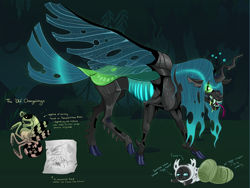 Size: 4032x3024 | Tagged: safe, artist:loryska, queen chrysalis, changeling, changeling larva, changeling queen, alternate design, carapace, changeling egg, cloven hooves, digital art, egg, fangs, female, solo, story included