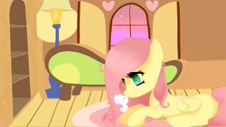 Size: 3720x2100 | Tagged: safe, artist:f-l-u-t-t-e-r-shy, angel bunny, fluttershy, pegasus, pony, female, mare, pink mane, yellow coat