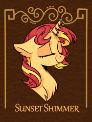 Size: 1200x1600 | Tagged: safe, artist:toris, sunset shimmer, pony, bust, eyes closed, portrait, solo