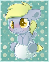 Size: 1014x1280 | Tagged: safe, artist:cuddlehooves, derpy hooves, pony, baby, baby pony, blushing, cuddlehooves is trying to murder us, cute, derpabetes, diaper, foal, poofy diaper