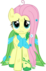 Size: 934x1429 | Tagged: safe, artist:tourniquetmuffin, fluttershy, pegasus, pony, the best night ever, clothes, clothing damage, dress, gala dress, messy mane, scratches, simple background, solo, transparent background, vector