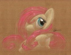 Size: 1045x820 | Tagged: safe, artist:getchanoodlewet, fluttershy, pegasus, pony, female, mare, solo, traditional art