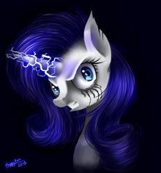 Size: 700x750 | Tagged: safe, artist:happyksu, rarity, pony, unicorn, angry, magic, mascara, running makeup, solo