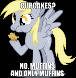 Size: 900x914 | Tagged: safe, derpy hooves, pegasus, pony, cupcake, eating, female, image macro, mare, meme, muffin, solo