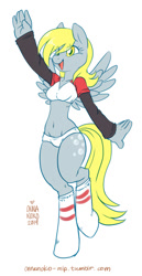 Size: 517x1000 | Tagged: safe, artist:onnanoko, derpy hooves, anthro, belly button, bra, clothes, panties, solo, underwear