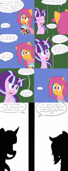 Size: 1600x4000 | Tagged: safe, artist:jake heritagu, scootaloo, starlight glimmer, oc, oc:lightning blitz, pegasus, pony, comic:ask motherly scootaloo, ..., baby, baby carrier, baby pony, bars, clothes, colt, comic, dialogue, hairpin, hat, horn ring, jail, magic suppression, male, motherly scootaloo, offspring, older, older scootaloo, parent:rain catcher, parent:scootaloo, parents:catcherloo, scarf, silhouette, smug, smuglight glimmer, speech bubble, sweater, sweatshirt, yawn