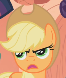 Size: 455x537 | Tagged: safe, screencap, applejack, earth pony, pony, look before you sleep, angry, cropped, faic, female, mare, solo