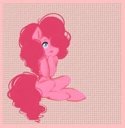 Size: 404x414 | Tagged: safe, artist:aniochevetotcha, pinkie pie, earth pony, pony, female, mare, pink coat, pink mane, simple background, solo