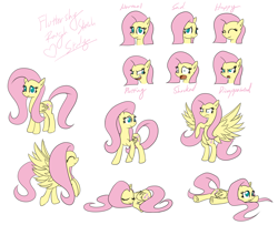 Size: 3300x2677 | Tagged: safe, artist:reikomuffin, fluttershy, pegasus, pony, expressions, female, mare, sketch dump