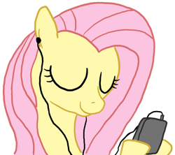 Size: 566x502 | Tagged: safe, artist:paper-pony, fluttershy, pegasus, pony, earbuds, mp3 player, solo