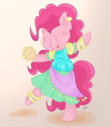 Size: 700x800 | Tagged: safe, artist:abi2sweet, pinkie pie, pony, bipedal, clothes, gypsy pie, solo