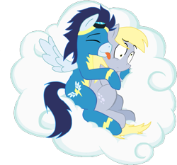 Size: 725x675 | Tagged: safe, edit, derpy hooves, soarin', pegasus, pony, cuddling, derpin', derping, female, male, mare, shipping, snuggling, spooning, straight