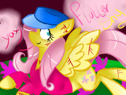 Size: 1600x1200 | Tagged: safe, artist:voidless-rogue, fluttershy, pegasus, pony, gangsta, solo, yay