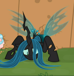 Size: 676x695 | Tagged: safe, screencap, queen chrysalis, changeling, changeling queen, the ending of the end, cropped, sad, solo, trapped