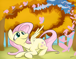 Size: 1650x1275 | Tagged: safe, artist:loosepopcorn, fluttershy, pegasus, pony, female, mare, pink mane, solo, yellow coat