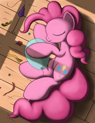 Size: 1275x1650 | Tagged: safe, artist:grennadder, pinkie pie, earth pony, pony, balloon, sleeping, solo