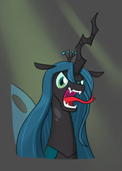 Size: 1000x1400 | Tagged: safe, artist:mew-me, queen chrysalis, changeling, changeling queen, female, hissing, open mouth