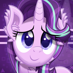 Size: 4000x4000 | Tagged: safe, artist:sol-r, starlight glimmer, pony, unicorn, absurd resolution, bust, cute, ear fluff, female, glimmerbetes, mare, portrait, smiling, solo