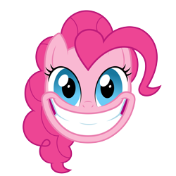 Size: 5000x5000 | Tagged: safe, artist:misterdavey, artist:zutheskunk traces, pinkie pie, earth pony, pony, absurd resolution, looking at you, simple background, smile hd, smiling, solo, transparent background, uncanny valley, vector, vector trace