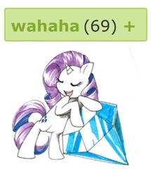 Size: 471x548 | Tagged: safe, rarity, pony, unicorn, 69 (number), diamond, exploitable meme, meme, solo, tags, wahaha