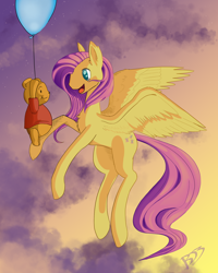 Size: 800x1000 | Tagged: safe, artist:thenornonthego, fluttershy, pegasus, pony, balloon, crossover, winnie the pooh