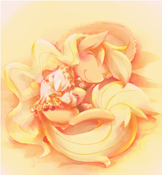 Size: 600x650 | Tagged: safe, artist:kolshica, applejack, earth pony, pony, clothes, dress, sleeping, smiling, solo