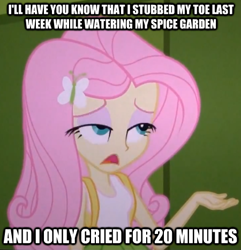 Size: 450x466 | Tagged: safe, edit, edited screencap, screencap, fluttershy, equestria girls, equestria girls (movie), cropped, image macro, no weenies allowed, solo, spongebob squarepants